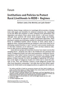 在REDD+政權中保護農村生計的機構和政策