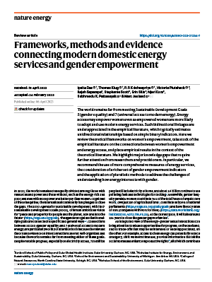 框架、方法和證據連接現代國內能源服務和性別權利