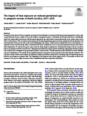 熱暴露的影響在減少孕齡孕婦在北卡羅萊納,2011 - 2015