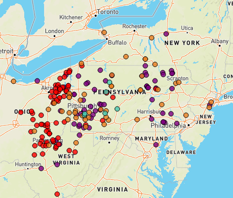 互動工具:可視化賓夕法尼亞井水力壓裂廢物運輸對道路的影響