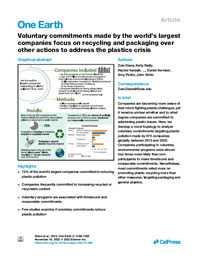 自願承諾由世界上最大的公司專注於回收和包裝比其他行動來解決塑料危機發表封麵